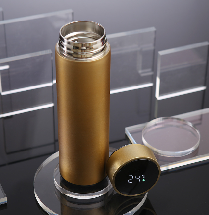 LED Temperature Display Thermos Bottle in Black color