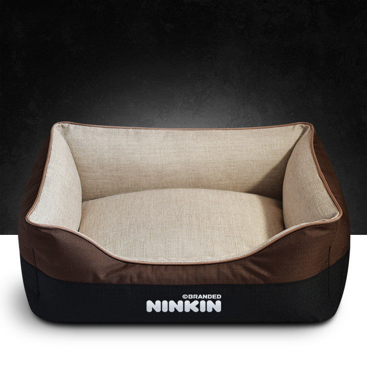 Easy-Clean Bolster Dog Bed with Removable Washable Cover & Blanket