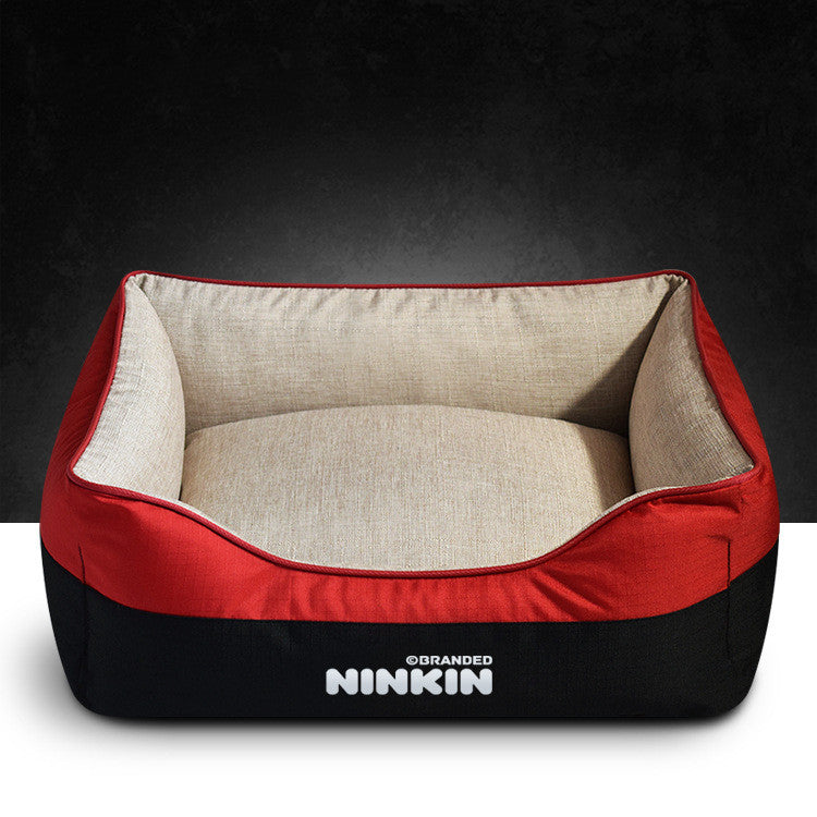 Easy-Clean Bolster Dog Bed with Removable Washable Cover & Blanket