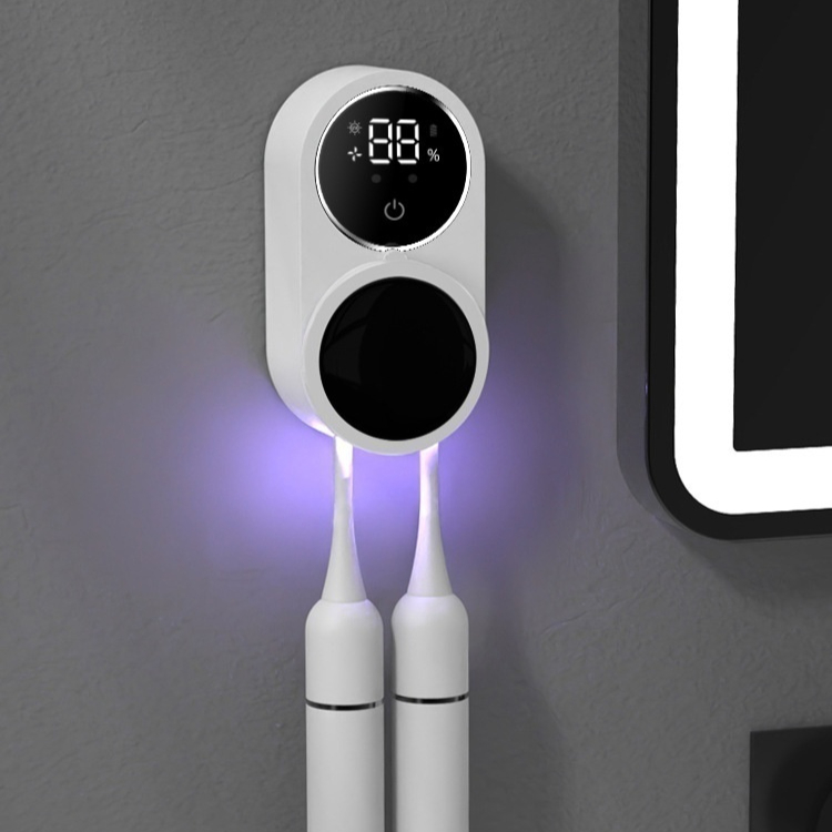 Fresh Beam UV Toothbrush Sanitizer with multi-toothbrush slots and toothpaste holder using UV light to eliminate 99.9% of bacteria