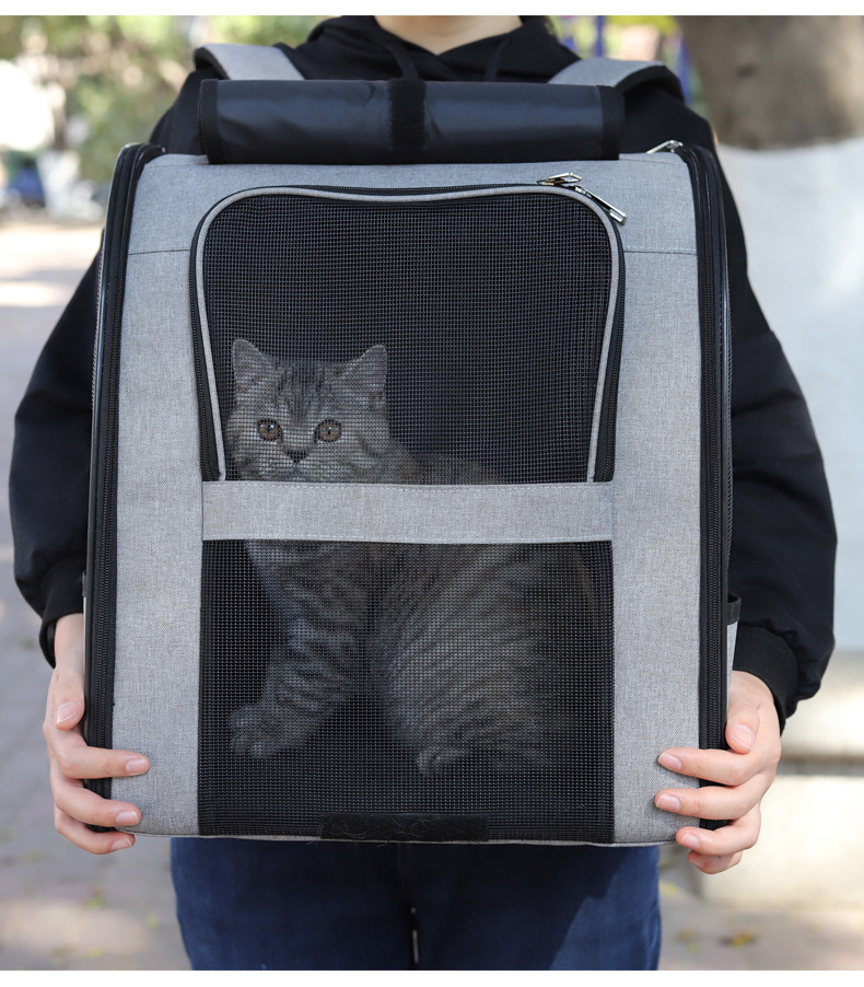 Waterproof Oxford cloth pet carrier backpack with mesh windows for dogs and cats