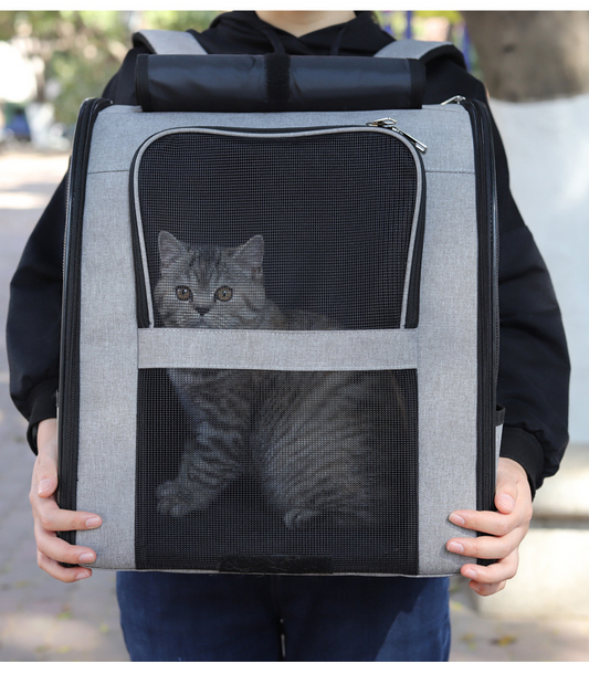 Waterproof Oxford cloth pet carrier backpack with mesh windows for dogs and cats
