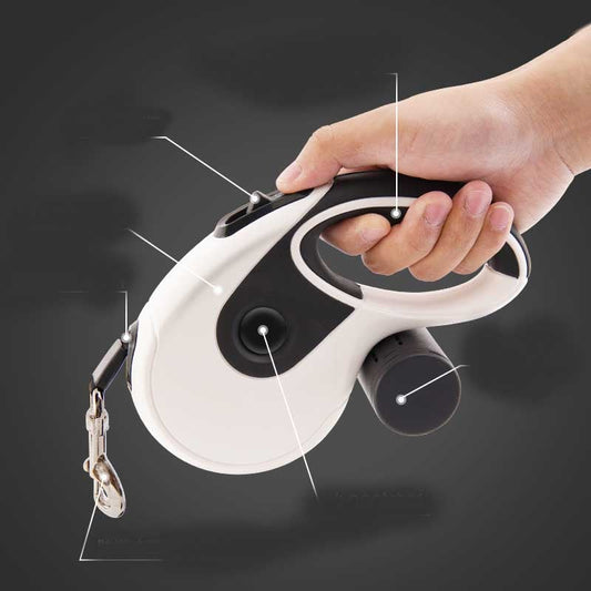 Automatic retractable leash for pets with 5-meter reach and smooth retract mechanism in various colors