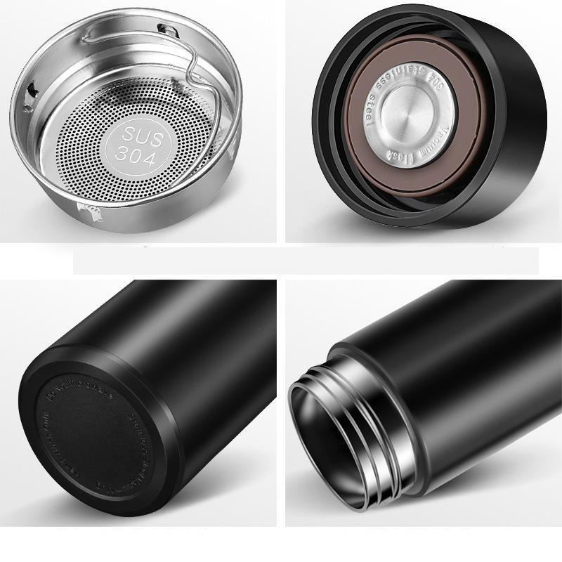 LED Temperature Display Thermos Bottle in White color