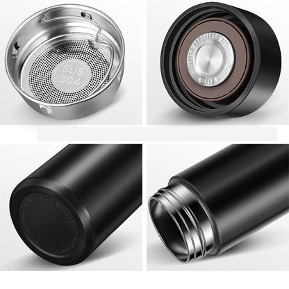LED Temperature Display Thermos Bottle in White color
