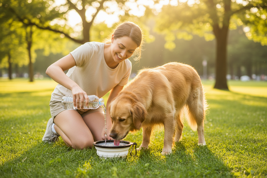Collapsible Dog Bowl in Park