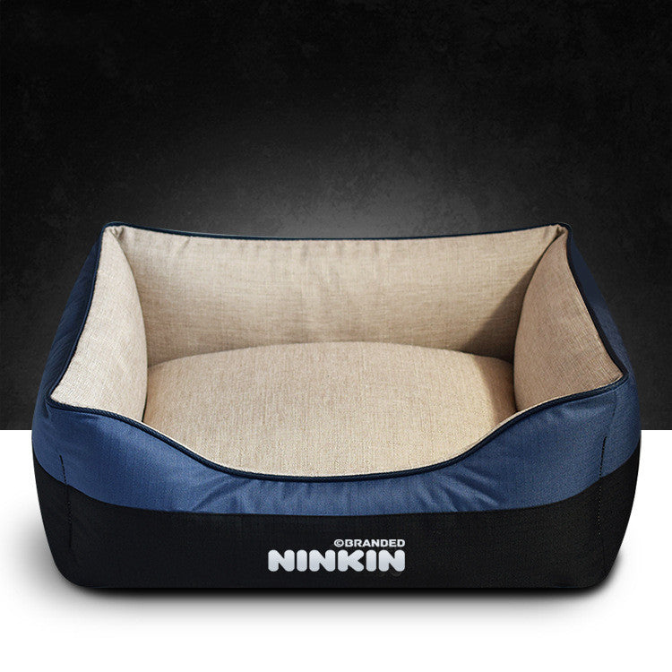 Easy-Clean Bolster Dog Bed with Removable Washable Cover & Blanket