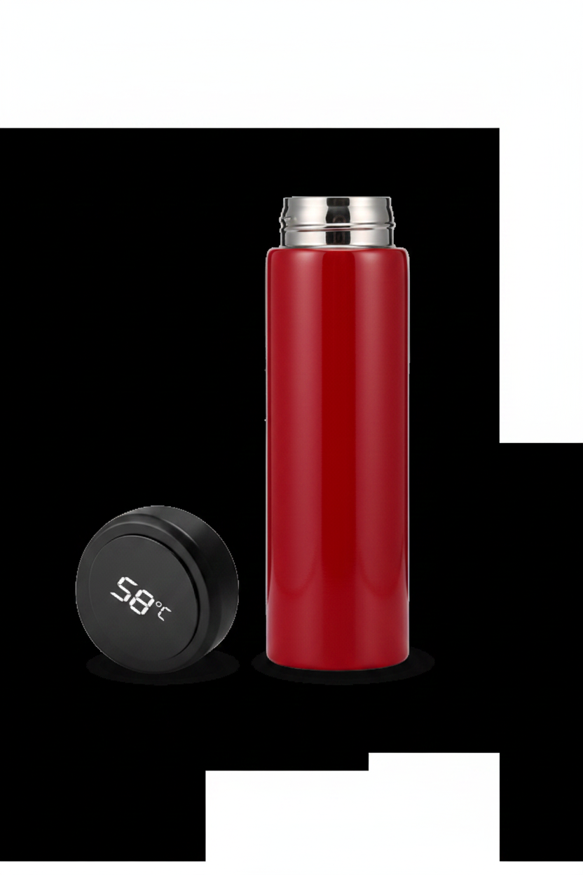 LED Temperature Display Thermos Bottle - Rojo sobre fondo negro
